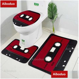 Toilet Seat Covers Ers Aiboduo O Cassette S M Bathroom Carpet 3Pcs/Set Red Bat Mat Tape Non Slip Lid Er Set Restroom Home Drop Deliv Dh2Re
