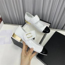 2023 New Dress Shoes Women Leather High Heel Metal Buckle Letter Logo Wedding Party Business Casual Fashion versatile