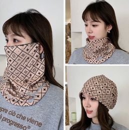 All-match Plush Ear-Hanging Changeable Mask Neck Protection Windproof Coldproof Warm Neckerchief Cover Autumn and Winter Printing Women's Outdoor Cycling Knitted