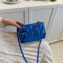 Evening Bags Solid Colour Diamond Grid Glossy Chain Small Square Bag For Women Spring Crossbody Simple And Stylish Shoulder