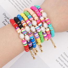 Link Bracelets YASTYT Polymer Clay Bracelet For Women Jewellery Beach Colourful Jewellery Gold Plated Chain Pulseras Freshwater Pearl