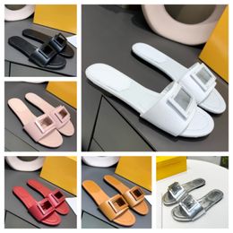 Top Cutout flat Sandals Slippers Slides Flat heels square open-toe flattie women's Luxury Designers Signature Leather outsole Pretty Casual shoes Factory with box