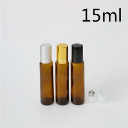 Storage Bottles 10pcs/lot 15ml Amber Roll On Perfume Bottle 15CC Essential Oil Rollon Small Glass Roller Container