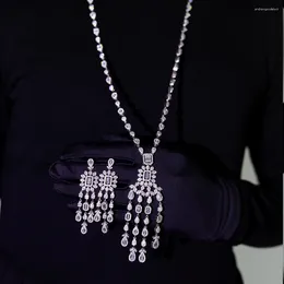 Necklace Earrings Set Trendy Sweater Long Fringe Pendant Earring Dubai Bridal For Women Wedding Party Clothing Accessories