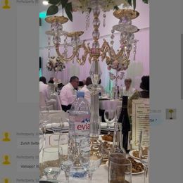 10 pieces)elegant tall Weddings Cheap Wholesale Antique Gold Metal acrylic table Centrepieces for wedding table decoation best0076jk