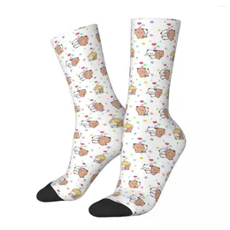 Men's Socks Panda Bear Cute Dudu Bubu Hugging Cartoon Kawaii Shopping Pattern