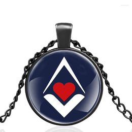 Pendant Necklaces Charm Red Heart Freemasonry Design Black Glass Dome Fashion Necklace Men Women Jewellery Accessories Gifts