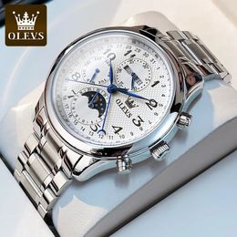 Other Watches OLEVS Original Automatic Mechanical Watch for Men Stainless steel Waterproof Week Calendar Business TOP Brand Men's Wristwatches 231123