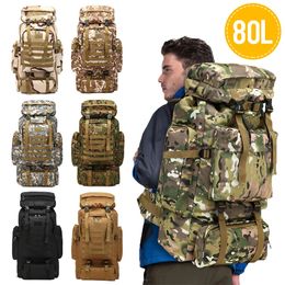 Outdoor Bags 80L Tactical Backpack 600D Oxford Cloth Waterproof Trekking Fishing Hunting Bag Molle Sport Military Rucksacks 231124