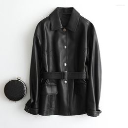 Women's Leather Genuine Jacket Women Korean Sheepskin Coat Female Spring Autumn Clothes 2023 Mujer Chaqueta Pph3368