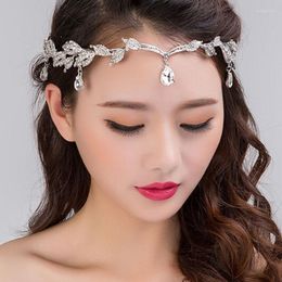 Hair Clips Bride Forehead Tiara Headband Handmade Crystal Leaf Hairband Princess Party Wedding Accessories Crown Bridal Fairy Jewelry