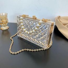 Evening Bags Colorful Transparent Pvc Shoulder Bag for Woman Luxury Designer Handbag and Purse Pearl Crossbody Summer Ladies Box 231123