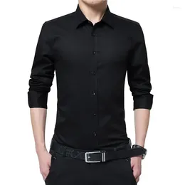 Men's Casual Shirts 2023 Autumn Men Dress Shirt Fashion Long Sleeve Business Social Male Button Down Collar Work White