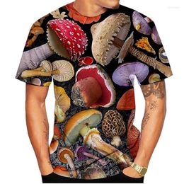 Men's T Shirts Colorful Mushrooms 3D Print T-shirt Men Woman Oversized Short Sleeve Funny Streetwear Harajuku Tees Tops Kids Clothing
