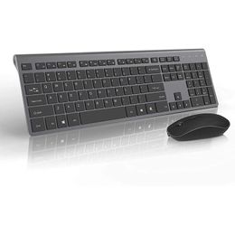 Keyboards Rechargeable Wireless Keyboard Mouse 24G Full Size Thin Ergonomic And Compact Design For Laptop PC DesktopComputer Windows 231123