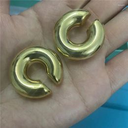 Hoop Earrings 2023 Stainless Steel Cool Drop Fashion Hollow Stud Personalized Gold Color Texture Charm Jewelry