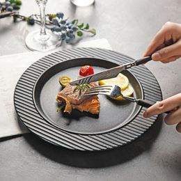 Plates Hospitality Dishes Black Ceramic Western Plate Home Kitchen Tableware Light Luxury Creative White Salad Pasta Steak Dinner