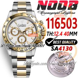 NF V5 TH 12.4mm 116503 SA4130 Chronograph Automatic Mens Watch White Dial Stick Markers Two Tone 904L Stainless Steel SS Bracelet Super Edition trustytime001 Watches