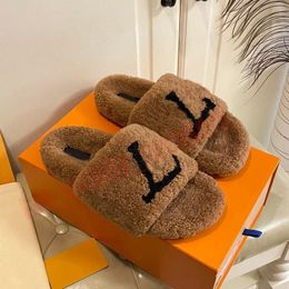 Platform Famous Designer Sandals Women Home Fur Fluffy Sippers Winter Indoor House Slipper Slides Black And White Furry Fuzzy Sliders Ladies Flat Mule Shoe