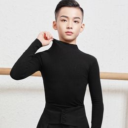 Stage Wear Long Sleeved Turtleneck Shirts Latin Dance Practice Clothes For Boys Chacha Rumba Tango Dress ClothesDQS11844