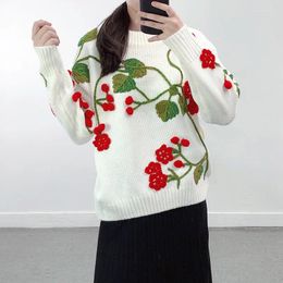 Women's Sweaters Spring Autumn Women Pullover Knitwear Flowers Loose Thick Yarn Sweater European And American Show Retro Three-dimensional