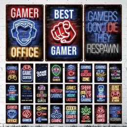 Wallpapers Gaming Chill Metal Sign Savage Gamer Vintage Tin Poster Game Zoon Retro Neon Gamer Room Decoration Shabby Plates Plaque Bar Cafe J230224