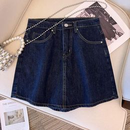 Women's Shorts Large Size 4XL Skirt 2023 Summer Fashion High Waist Wide Legs Pant Classic Women Blue Simple All-Match Jeans Short