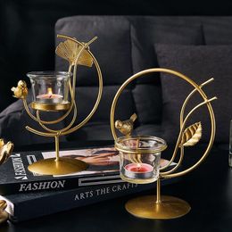 Golden Decoration Candle Holders Wedding Candlestick Candelabra Living Room Romantic Dining Table Home Decoration Candle Holder 20264D