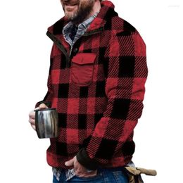 Men's Hoodies Winter Fleece Sweater Plus Size Men Sweatshirt Plaid Thicken Pullover Loose Warm Streetwear Sweaters Jacket
