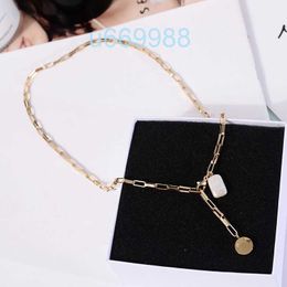 Titanium With 18K Gold Long Chains Real Pearl Necklace Women Stainless Steel Jewellery Designer T Show Runway Gown Rare INS Japan Q0531JLWS