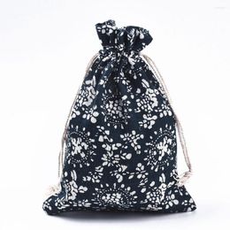 Jewelry Pouches 50Pcs Printed Polyester Cotton Packaging Drawstring Bags For Wedding Candy Present Wrapping Storage