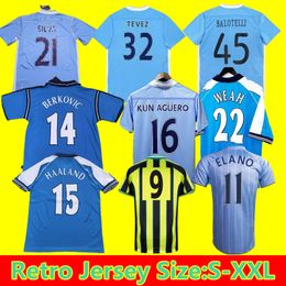 Retro Soccer CITIES Classic MANS Jerseys 72 98 99 00 01 02 03 Haaland EIDOS Gallagher SUN WEAH Tevez SIA KOMPANY Kun Aguero Vintage Football Shirts 2011 2012 15 21 22