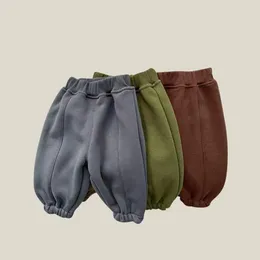 Trousers Winter Baby Fleece Cotton Boy Girls Plus Velvet Thick Warm Pants Infant Toddler Solid Casual Children Clothes