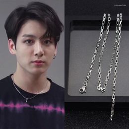 Chains Korea Steel Jewelry 316L Stainless Chain Necklace Men's Fashion Silver Color Hip Hop Women Kpop Couple Gi