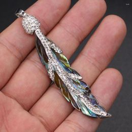 Pendant Necklaces Zealand Natural Abalone Oyster Paua Shell Pendants Leaf Shape Rhinestone Charms For DIY Crafts Necklace Jewelry Making