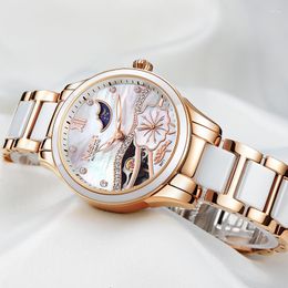 Wristwatches NESUN Hollow Luxury Female Watch Fashion Casual Top Brand Mechanical Automatic Winding Waterproof Ladies Watches 2023