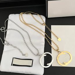 18K Gold Plated Designer Necklace Big Logo Style Pendant Necklace Women's Boutique Birthday Gift Jewellery Long Chain Classic Design Love Wedding Necklace With Box