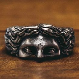 Band Rings New Vintage Brass Religious Faith Jesus Head R for Women 2023 Vintage Pure Copper Finger Ring Band Fashion Jewelry Gifts J240516