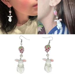 Dangle Earrings Korean Style Cute Animal For Women Strawberry Earring Fruit Bunnys Ear Pendants Party Jewelry