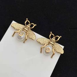 Stud Designer Earrings Brass Material 925 Silver Anti-allergic Bee Luxury Brand Earring Weddings Gifts Exquisite Jewellery