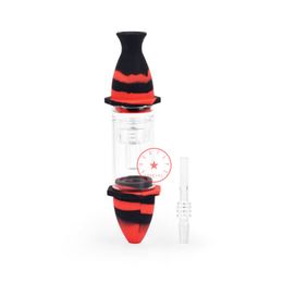 Nice Colorful Smoking Silicone Hookah Bong Pipes Rocket Missile Shape Herb Tobacco Filter Glass Waterpipe Bubbler Oil Rigs 10MM Tip Nails Straw Cigarette Holder