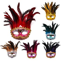 Plush Feather Mask Prom Party Half-face Masks Women Halloween Banquet Christmas Festival Glitter Masks Performance Props