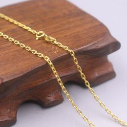 Chains Real 18K Yellow Gold Chain For Women Female 2mm Hollow Cable Link Necklace 45cm 60cm Length Au750