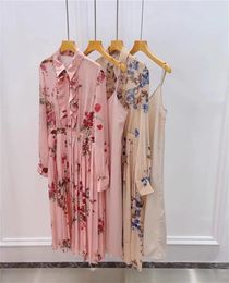 Casual Dresses High End Women Floral Printing Folds Slim Maxi Dress Elegant Lady Long Sleeves Work Office Business Party