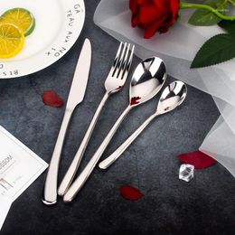 Dinnerware Sets 4/1pcs Luxury Silver Cutlery Set Stainless Steel Western Tableware Fork Steak Knife Tea Spoon Dinner