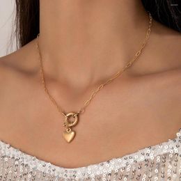 Ketten HuaTang Mode Liebe Herz Anhänger Halskette Für Frauen Charmings Gold Farbe Metall Schlüsselbein Kette Schmuck Verlobung Geschenk Kragen