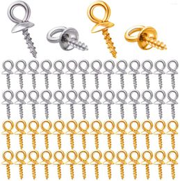 Pendant Necklaces 60pcs Stainless Steel Screw Eye Pin Cap Cup Pearl Bail Peg Pendants For Half Drilled Bead Jewellery Making Golden Silver