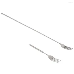 Forks Stainless Steel Fork Portable Grilling Utensil Extendable Dishwasher Safe Barbecue Tool For Outdoor Cooking