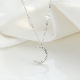 Chains Sterling Silver 925 Moon Star Necklace For Women Jewellery Necklaces