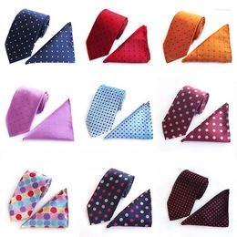 Bow Ties 25 Colours Fashion 8 Cm Dot Tie Pocket Square Hanky Set Business Wedding Party Suit Hankerchief
